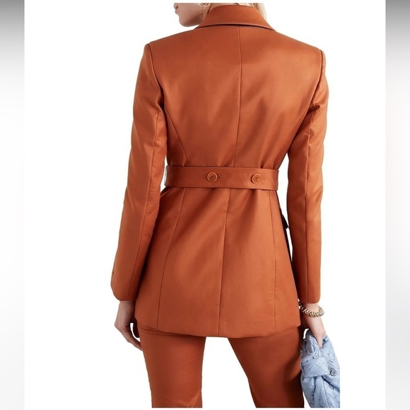 Altuzarra Olivisi Double Breasted Cottom Blend Jacket Belted Blazer Nutmeg - Picture 2 of 16